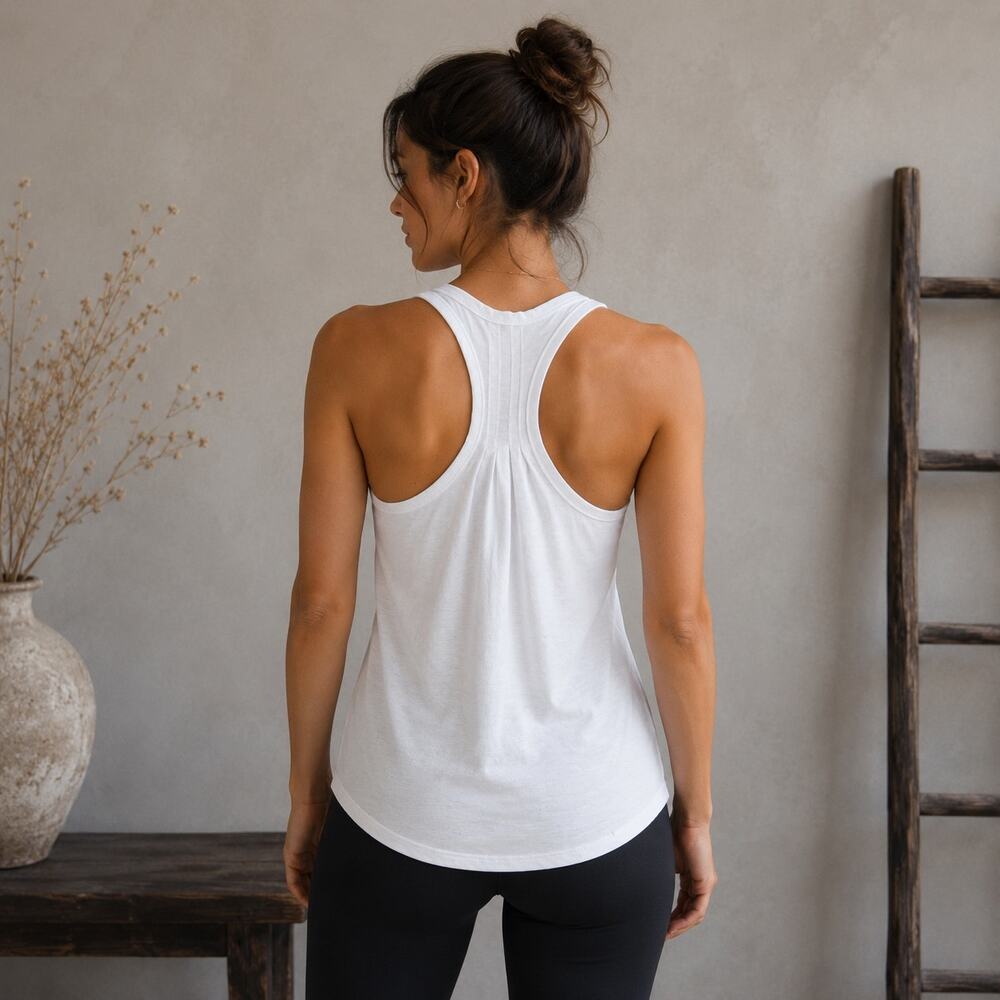 Lululemon White pleated Back Tank top Small